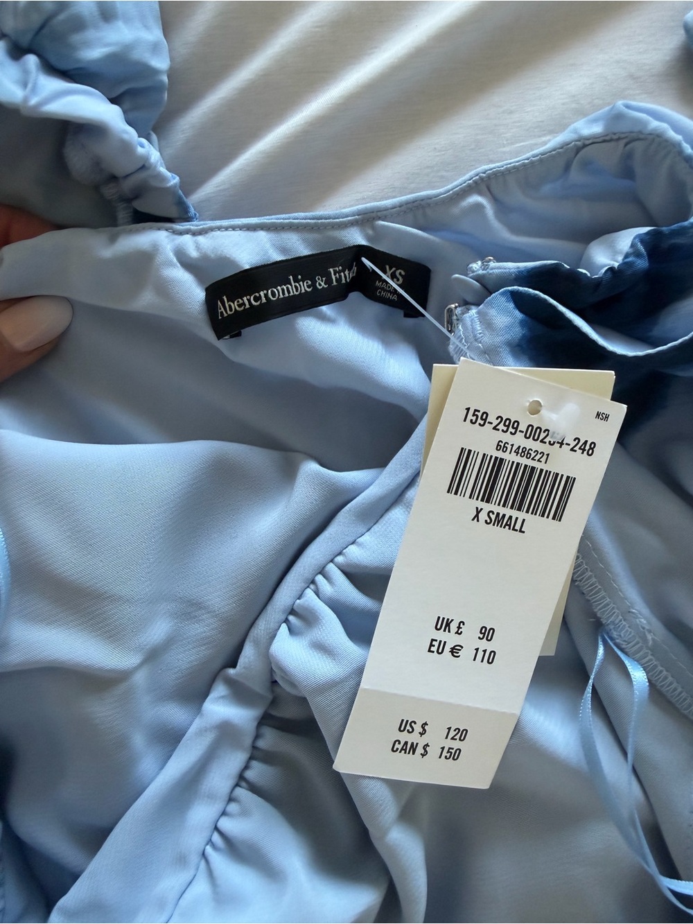Abercrombie XS Lilac Blue Puff Sleeve Midi Dress - Picture 8 of 8